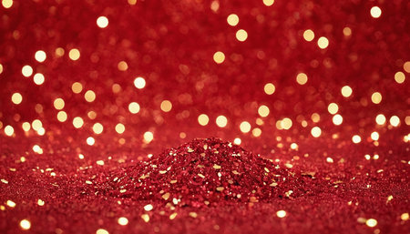 Red glitter bokeh background. Christmas and New Year concept.の素材