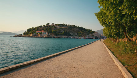 Panoramic view of the old town of Budva, Montenegroの素材