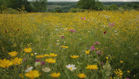 Wildflowers in a meadow in the summer in the countrysideの素材