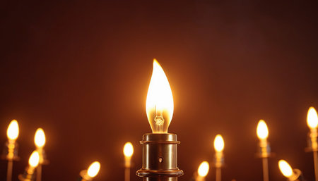 Candle light in the dark with copy space for your text.の素材