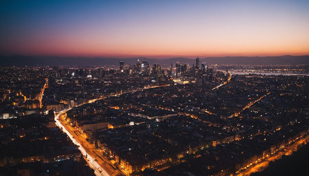 Panoramic view of the city of Madrid at sunset, Spainの素材