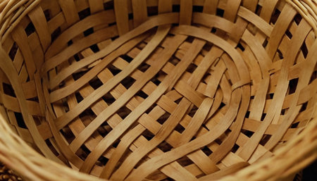 Wicker basket, detail of a woven basket, close-upの素材