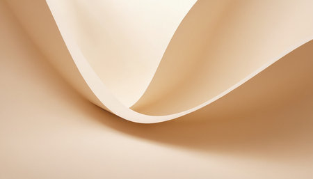 Abstract curved paper background in beige colors. 3d render illustrationの素材