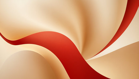 abstract background with smooth wavy lines in beige and redの素材