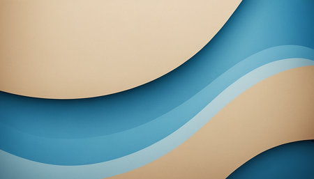 Abstract background with blue and beige paper layers. Vector illustration.の素材