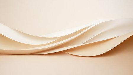 Curved paper on the beige background. 3d render.の素材