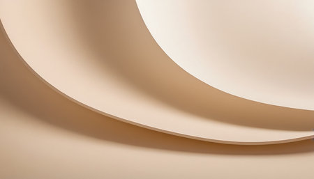 Abstract background of curved beige paper sheets. 3d render illustrationの素材