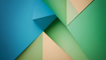 abstract background of geometric shapes in pastel blue, yellow and green colorsの素材
