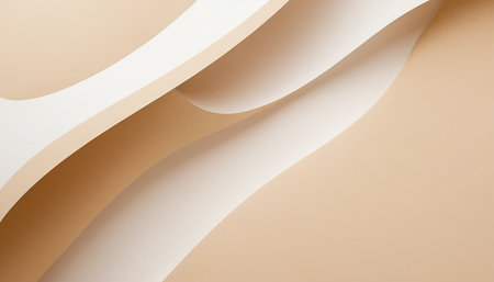 Abstract background with curved paper layers in beige and beige colorsの素材