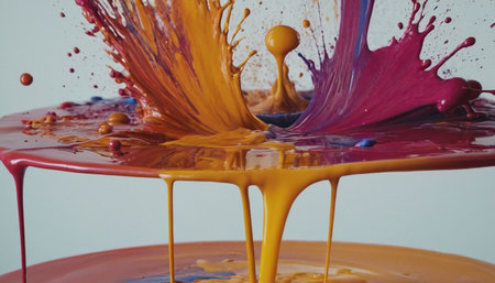 Colorful paint splashing isolated on white background. Colorful paint splashing.の素材