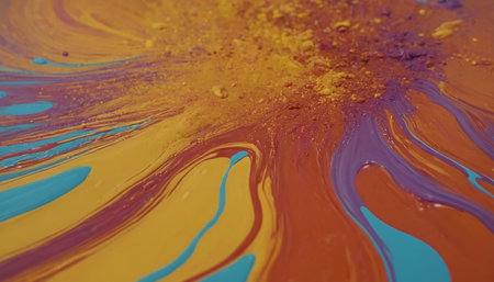 abstract colorful background of oil paint splashes on a water surfaceの素材