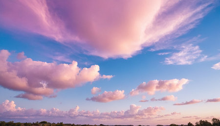 Cloudscape, Colored Clouds at Sunset near the Ocean in Summerの素材
