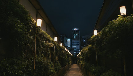 Night view of a street in the center of Tokyo, Japan.の素材