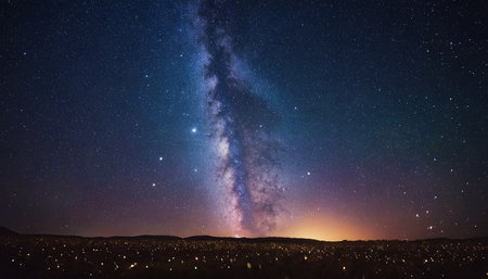 Milky way in the night sky with stars and milky wayの素材