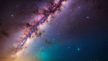 Milky way galaxy with stars and space dust in the universe.の素材