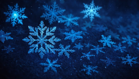 Snowflakes on a dark blue background. Christmas and New Year concept.の素材