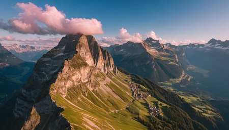 Panoramic view of the Dolomites at sunrise, Italyの素材