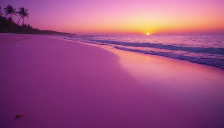 Beautiful sunset on the beach. Colorful sky and sea.の素材