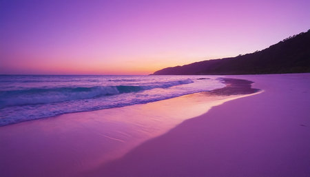 Beautiful sunset on the beach. Colorful sunset on the beach.の素材