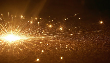 Sparkler sparks fly in the dark. Sparkling sparks fly in the dark.の素材