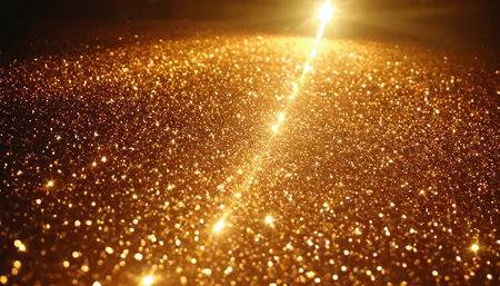 golden glitter vintage lights background. gold and black. de-focusedの素材
