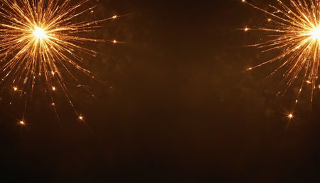 Beautiful fireworks on a black background with space for your text.の素材