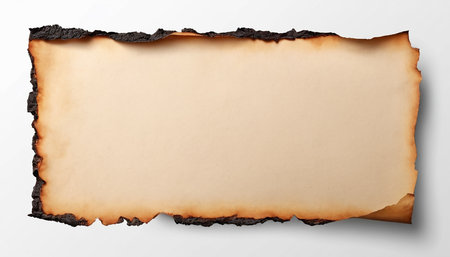 Old paper with burnt edges isolated on white background. 3d illustrationの素材