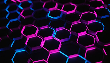 Abstract background of hexagons. 3d rendering, 3d illustration.の素材