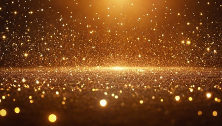 glitter vintage lights background. gold and black. de-focusedの素材