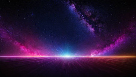 Futuristic abstract background with space and stars. 3d renderingの素材