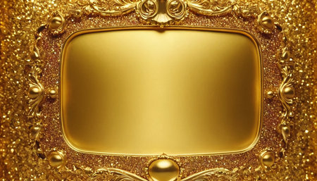 golden frame with space for text or image. 3d illustrationの素材