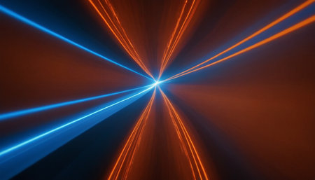 abstract image of speed motion in the tunnel with blue light raysの素材