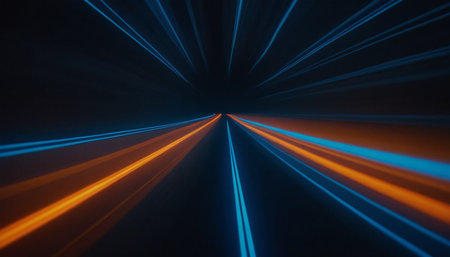 abstract image of speed motion on the road at night. long exposureの素材