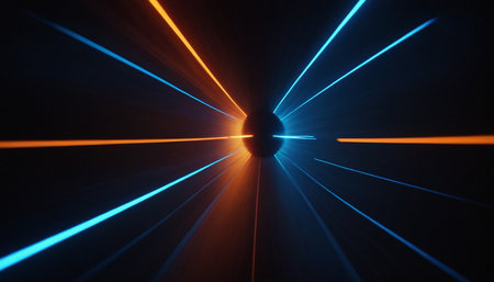 abstract background: tunnel of luminous lines. 3d renderの素材