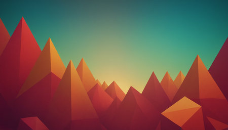 Abstract 3d rendering of low poly mountain landscape. Triangular low poly backgroundの素材