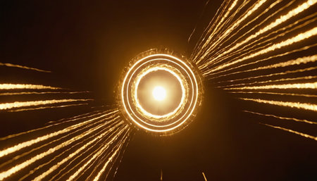 abstract background with a spiral and rays of light in the centerの素材