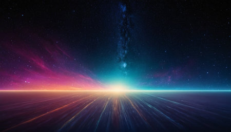 Abstract space background with stars and nebula, 3d render illustrationの素材