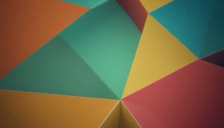 Geometric background of colored triangles. 3d rendering, 3d illustration.の素材