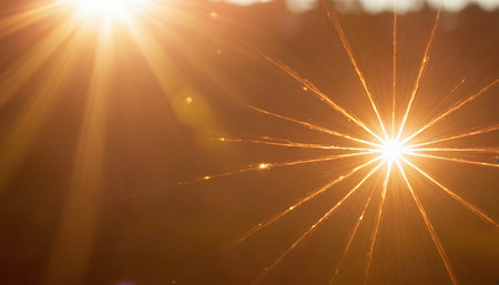 Sunset with lens flare and bokeh effect. Abstract backgroundの素材