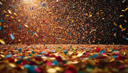 3d render of confetti and tinsel flying in the airの素材