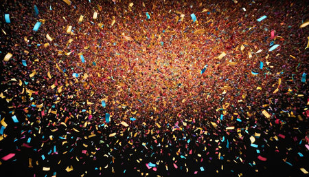 Colorful confetti on a black background. Festive decoration.の素材