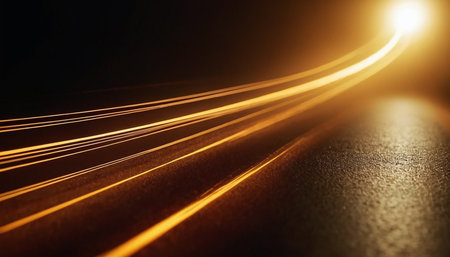 Car light trails on the road. Long exposure photo taken in a tunnel.の素材