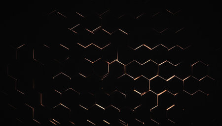 Abstract background of hexagons in a dark room. 3d renderingの素材