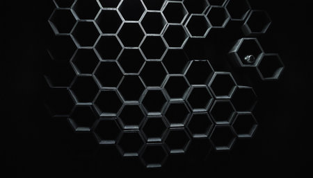 Abstract hexagon background, 3d render illustration, black and whiteの素材