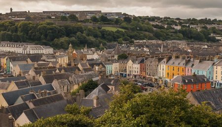 Panoramic view of the city of Dinan, Brittany, Franceの素材