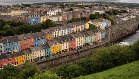 Aerial view of the city of Cumbria, England.の素材