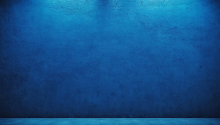 Blue concrete wall and floor with spotlight. Background and texture for design.の素材