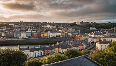 Panoramic view of the city of Dinan, Brittany, Franceの素材