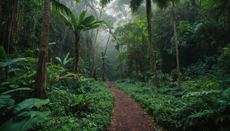 Trail in the rainforest of Costa Rica, Central America.の素材