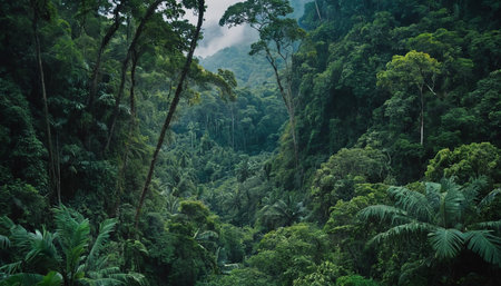 Tropical rainforest landscape in Costa Rica, Central America.の素材